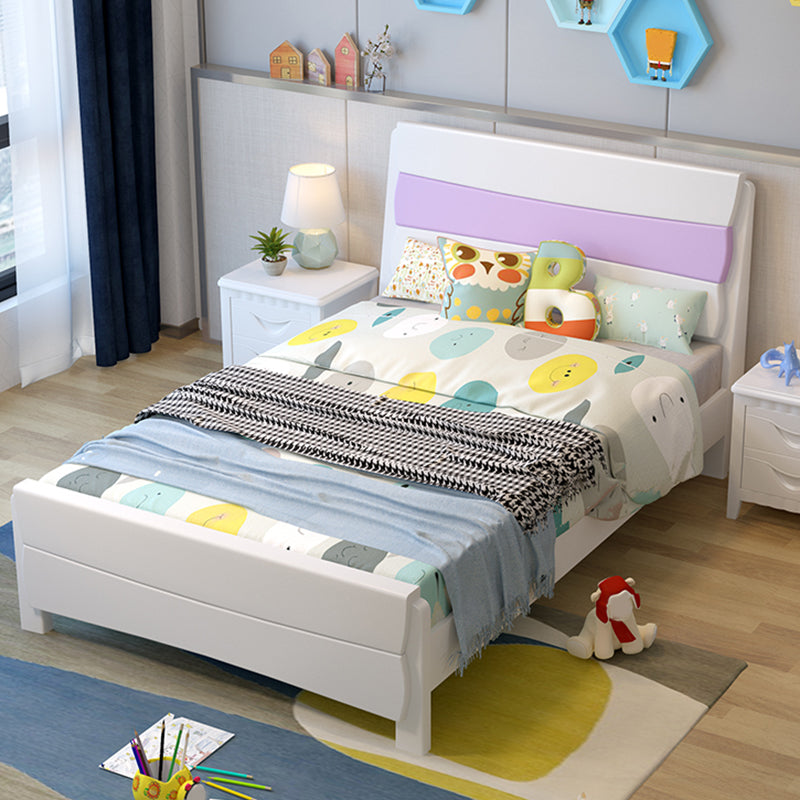 Contemporary Wood Panel Standard Bed, Rectangular Headboard Bed