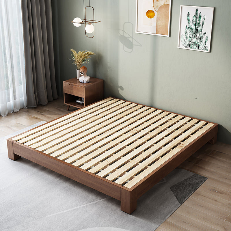 Scandinavian Wood Platform Solid Color Standard Bed for Bedroom