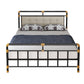 Industrial Metal Standard Bed, Open-Frame Rectangular Headboard Bed