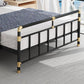 Industrial Metal Standard Bed, Open-Frame Rectangular Headboard Bed