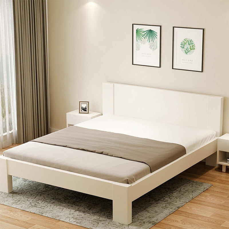 Scandinavisch houten paneel standaard bed met rechthoekig hoofdeinde