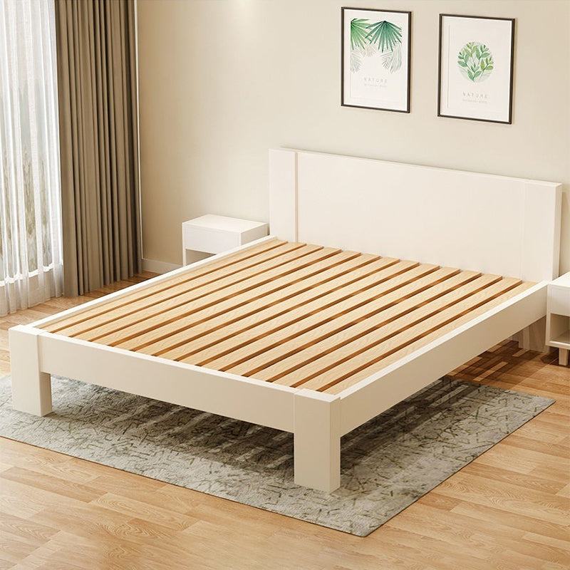 Scandinavisch houten paneel standaard bed met rechthoekig hoofdeinde