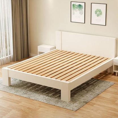Scandinavisch houten paneel standaard bed met rechthoekig hoofdeinde