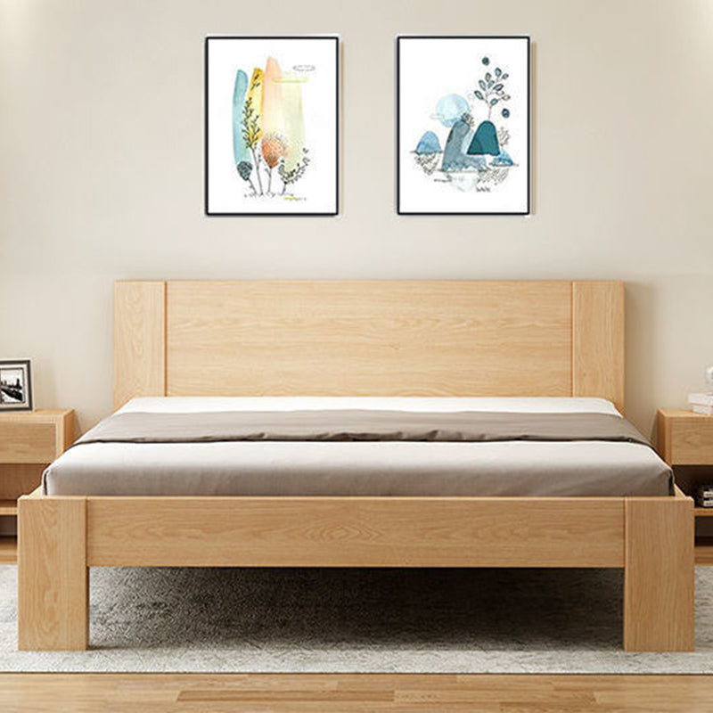 Scandinavisch houten paneel standaard bed met rechthoekig hoofdeinde
