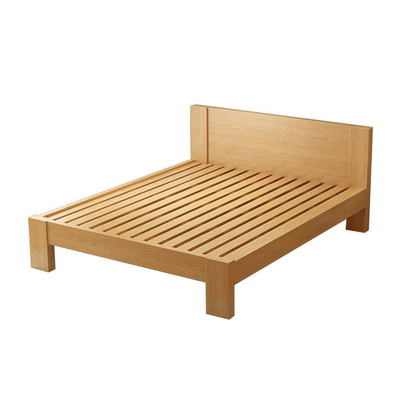 Scandinavisch houten paneel standaard bed met rechthoekig hoofdeinde