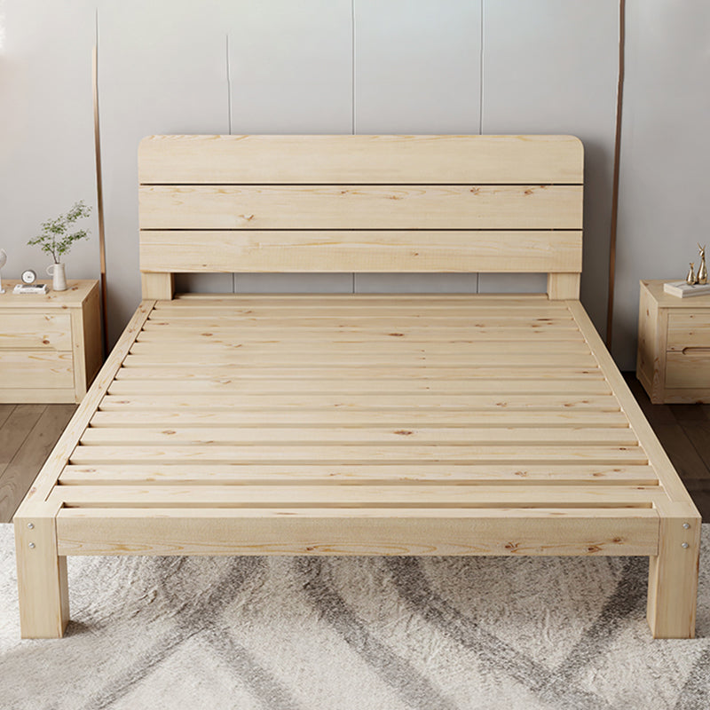 Cama estándar de madera escandinava, lecho de cabecera rectangular