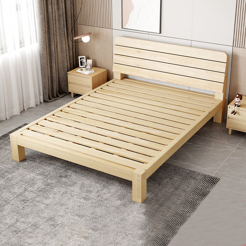 Cama estándar de madera escandinava, lecho de cabecera rectangular