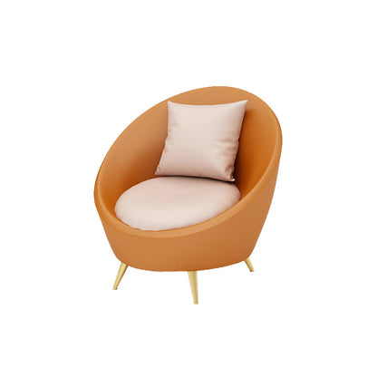 Faux Leather Sloped Arm Sofa Contemporary Curved Sofa in Orange
