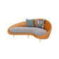 Faux Leather Sloped Arm Sofa Contemporary Curved Sofa in Orange