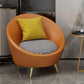 Faux Leather Sloped Arm Sofa Contemporary Curved Sofa in Orange