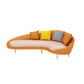 Faux Leather Sloped Arm Sofa Contemporary Curved Sofa in Orange