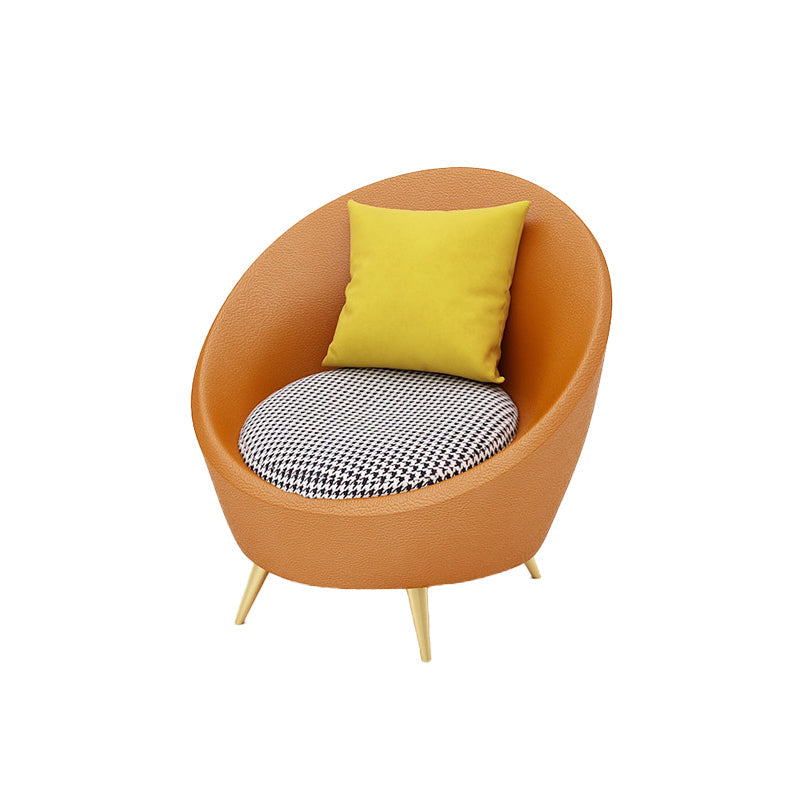 Faux Leather Sloped Arm Sofa Contemporary Curved Sofa in Orange