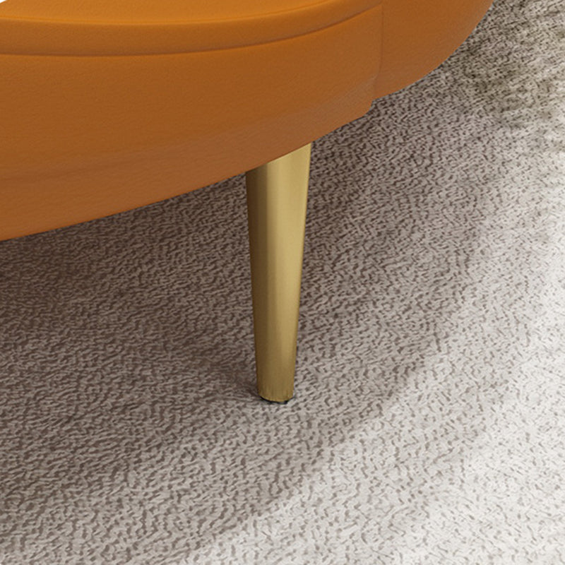 Faux Leather Sloped Arm Sofa Contemporary Curved Sofa in Orange