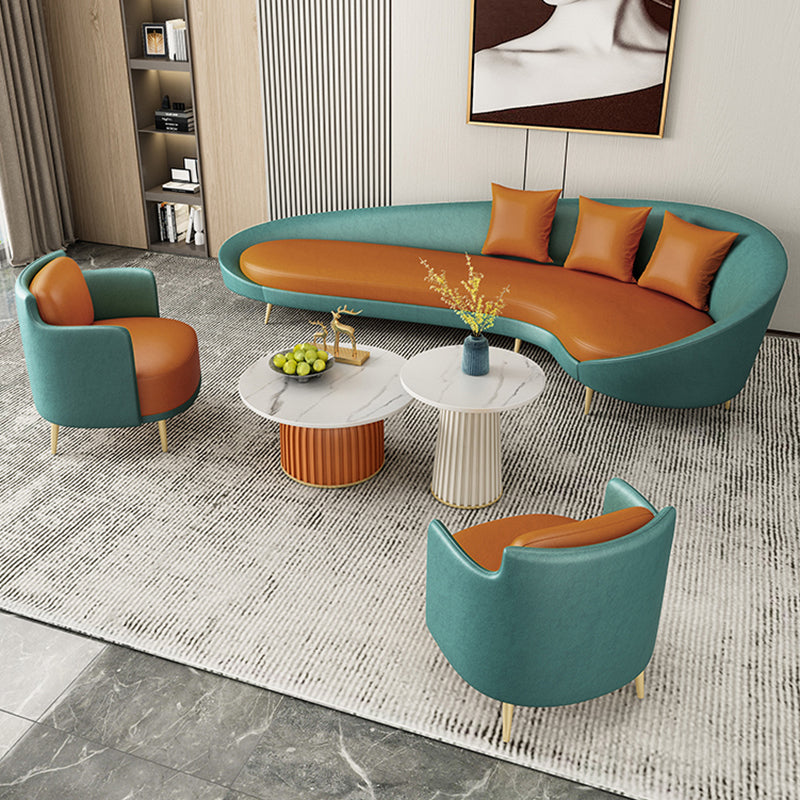 Divano curvo in finta pelle con braccio inclinata per soggiorno 33,47 "di alto livello