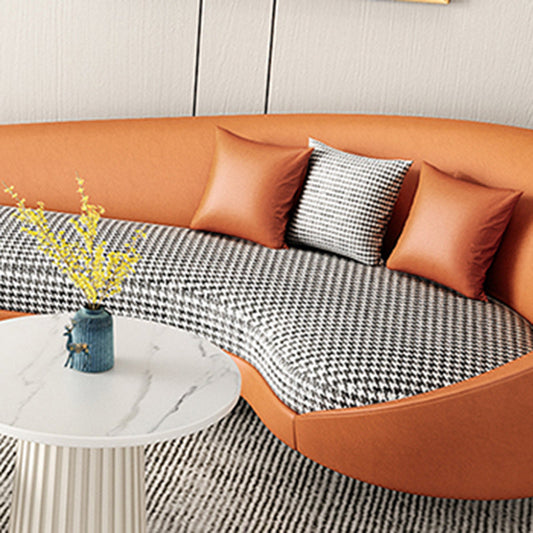 Kunstleder gebogenes Sofa mit abgerissenem Arm für Wohnzimmer 33,47 "hoch