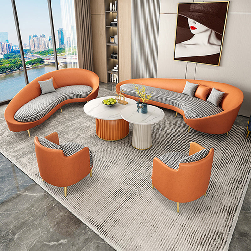 Divano curvo in finta pelle con braccio inclinata per soggiorno 33,47 "di alto livello