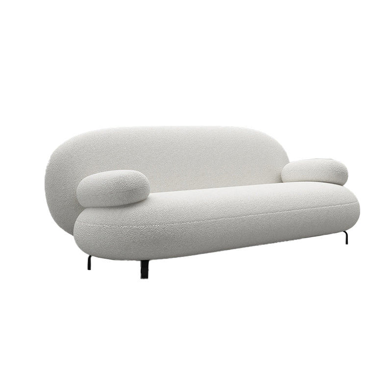 Contemporary 27.5" H White Wool Pillow Top Arm Sofa For Living Room