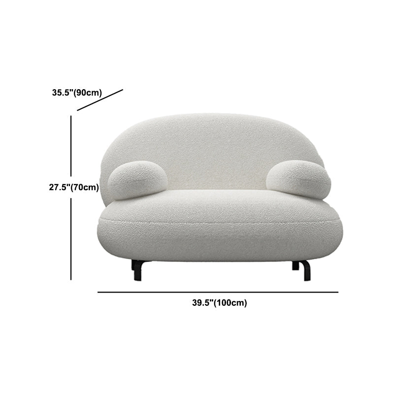 Contemporary 27.5" H White Wool Pillow Top Arm Sofa For Living Room