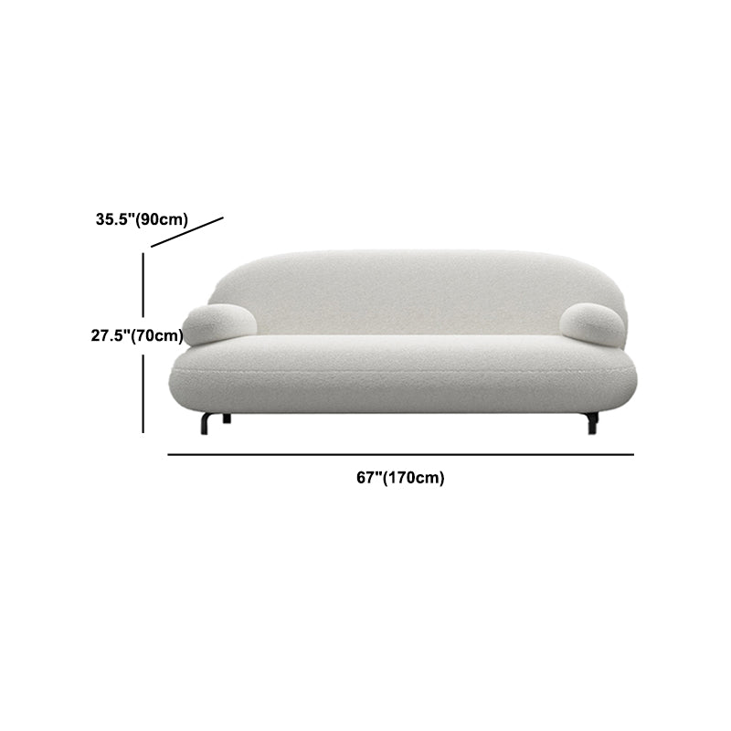 Contemporary 27.5" H White Wool Pillow Top Arm Sofa For Living Room
