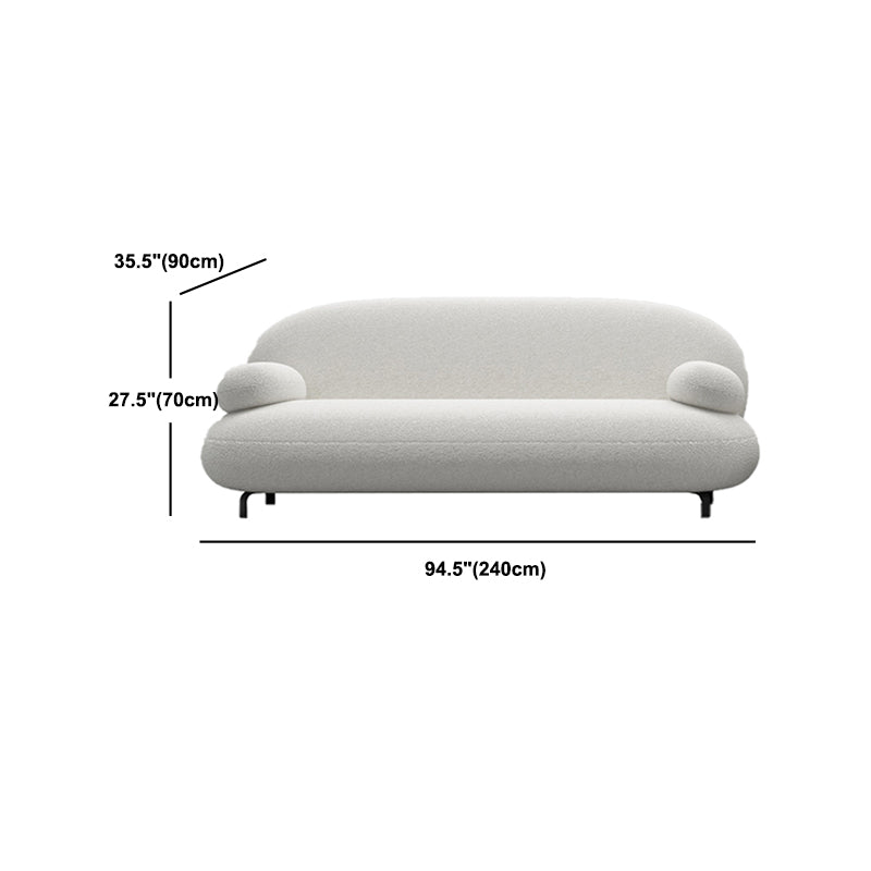 Contemporary 27.5" H White Wool Pillow Top Arm Sofa For Living Room