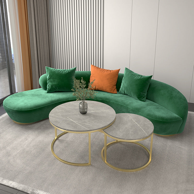 Contemporary Velvet Armless Sofa with Tight Back for Apartment