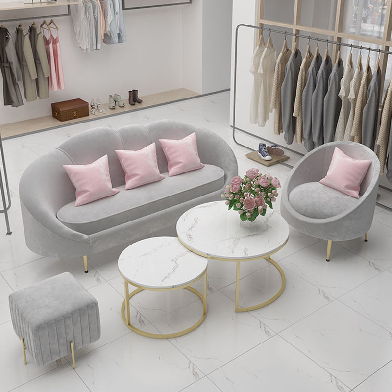 Contemporary Velvet Sofa with Slopped Arm and Tight Back for Apartment Clearhalo 'furn' 'furn_sofas' 'Furniture' 'Living Room Furniture' 'Sofa' 'sofas' 5631535