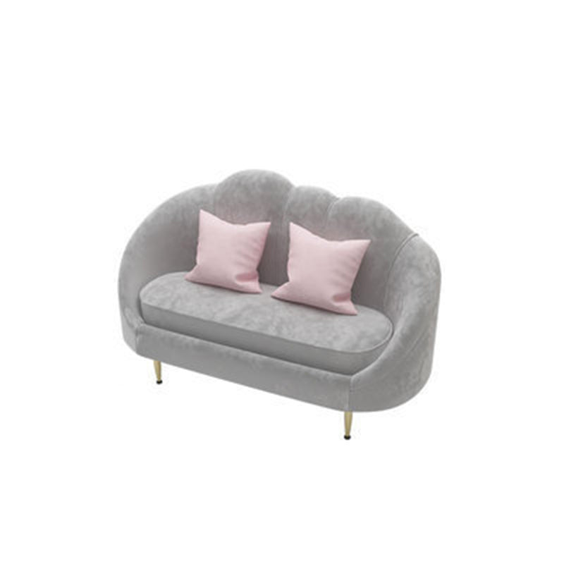 Contemporary Velvet Sofa with Slopped Arm and Tight Back for Apartment 59"L x 25.5"W x 37"H Grey Clearhalo 'furn' 'furn_sofas' 'Furniture' 'Living Room Furniture' 'Sofa' 'sofas' 5631537