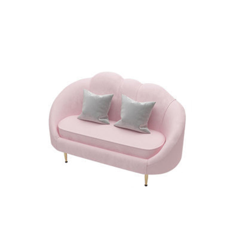 Contemporary Velvet Sofa with Slopped Arm and Tight Back for Apartment 59"L x 25.5"W x 37"H Pink Clearhalo 'furn' 'furn_sofas' 'Furniture' 'Living Room Furniture' 'Sofa' 'sofas' 5631538
