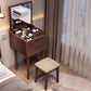 Traditional Solid Wood 2 Drawers Vanity Table with Mirror and Stool