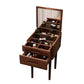 Traditional Solid Wood 2 Drawers Vanity Table with Mirror and Stool
