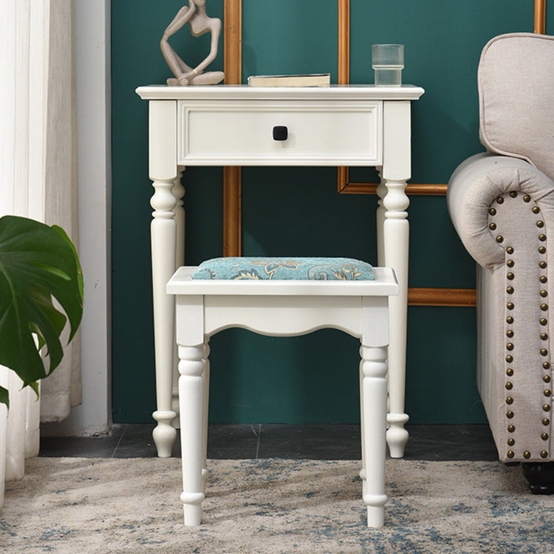 Weißer Massivholz Waschtisch Tisch Set Schlafzimmer Make -up Eitelkeitstisch - 30,7 "H