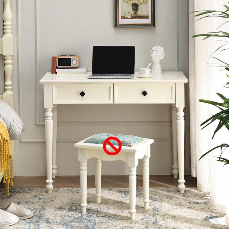 Weißer Massivholz Waschtisch Tisch Set Schlafzimmer Make -up Eitelkeitstisch - 30,7 "H