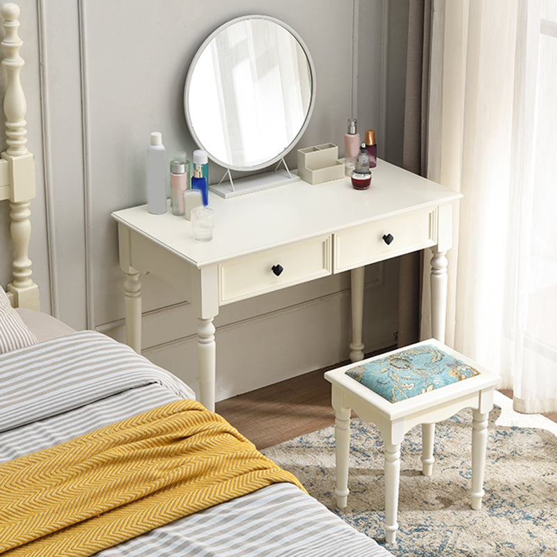 Weißer Massivholz Waschtisch Tisch Set Schlafzimmer Make -up Eitelkeitstisch - 30,7 "H