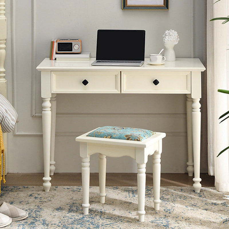 Weißer Massivholz Waschtisch Tisch Set Schlafzimmer Make -up Eitelkeitstisch - 30,7 "H