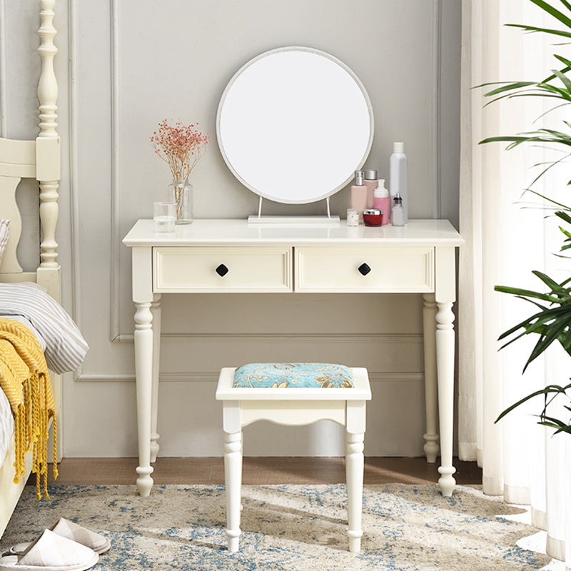 Weißer Massivholz Waschtisch Tisch Set Schlafzimmer Make -up Eitelkeitstisch - 30,7 "H