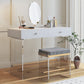 2 Drawers Clear Acrylic Makeup Table Contemporary 17.72" D Vanity Set with Stool & Mirror Clearhalo 'Bedroom Furniture' 'furn' 'furn_makeup_vanities' 'Furniture' 'Makeup Vanities' 'makeup_vanities' 5631678
