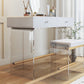 2 Drawers Clear Acrylic Makeup Table Contemporary 17.72" D Vanity Set with Stool & Mirror Clearhalo 'Bedroom Furniture' 'furn' 'furn_makeup_vanities' 'Furniture' 'Makeup Vanities' 'makeup_vanities' 5631681
