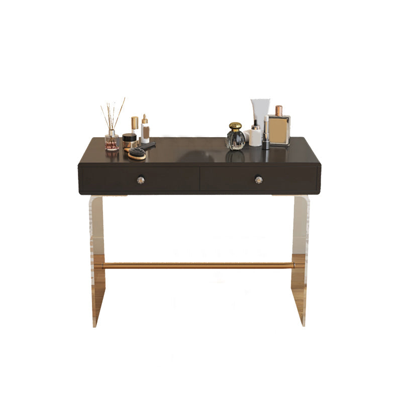 2 Drawers Clear Acrylic Makeup Table Contemporary 17.72" D Vanity Set with Stool & Mirror Clearhalo 'Bedroom Furniture' 'furn' 'furn_makeup_vanities' 'Furniture' 'Makeup Vanities' 'makeup_vanities' 5631688