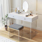 2 Drawers Clear Acrylic Makeup Table Contemporary 17.72" D Vanity Set with Stool & Mirror Clearhalo 'Bedroom Furniture' 'furn' 'furn_makeup_vanities' 'Furniture' 'Makeup Vanities' 'makeup_vanities' 5631691