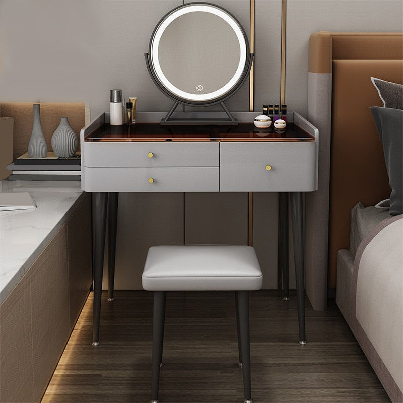 Moderner Massivholz -Make -up -Tischglas Top Eitelkeitstisch mit Stuhl