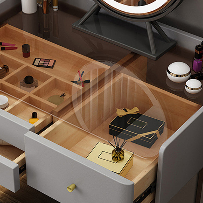 Moderner Massivholz -Make -up -Tischglas Top Eitelkeitstisch mit Stuhl