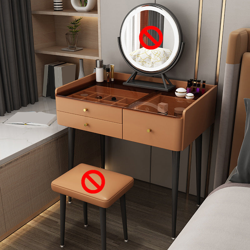 Moderner Massivholz -Make -up -Tischglas Top Eitelkeitstisch mit Stuhl