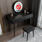 Contemporary Stone Makeup Dressing Table 2-Drawer Vanity Table Set Makeup Vanity & Stools 39"L x 17"W x 31"H Black Clearhalo 'Bedroom Furniture' 'furn' 'furn_makeup_vanities' 'Furniture' 'Makeup Vanities' 'makeup_vanities' 5631750