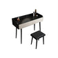 Contemporary Stone Makeup Dressing Table 2-Drawer Vanity Table Set Makeup Vanity & Stools 31"L x 17"W x 31"H Black Khaki Clearhalo 'Bedroom Furniture' 'furn' 'furn_makeup_vanities' 'Furniture' 'Makeup Vanities' 'makeup_vanities' 5631751