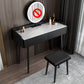 Contemporary Stone Makeup Dressing Table 2-Drawer Vanity Table Set Makeup Vanity & Stools 39"L x 17"W x 31"H Black-White Clearhalo 'Bedroom Furniture' 'furn' 'furn_makeup_vanities' 'Furniture' 'Makeup Vanities' 'makeup_vanities' 5631762
