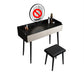 Contemporary Stone Makeup Dressing Table 2-Drawer Vanity Table Set Makeup Vanity & Stools 35.4"L x 16.5"W x 31.5"H Black Khaki Clearhalo 'Bedroom Furniture' 'furn' 'furn_makeup_vanities' 'Furniture' 'Makeup Vanities' 'makeup_vanities' 5631767