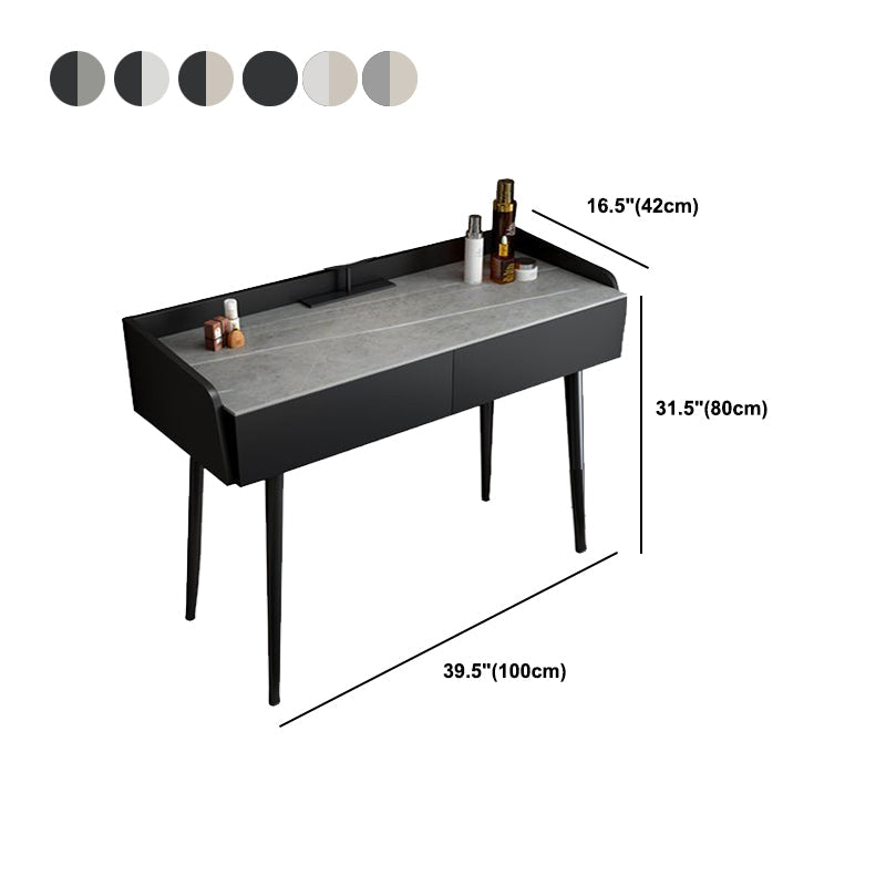 Contemporary Stone Makeup Dressing Table 2-Drawer Vanity Table Set Clearhalo 'Bedroom Furniture' 'furn' 'furn_makeup_vanities' 'Furniture' 'Makeup Vanities' 'makeup_vanities' 5631787