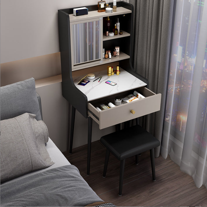 1-Drawer Stone Top Vanity Set Contemporary 35.15" H Makeup Dressing Table Clearhalo 'Bedroom Furniture' 'furn' 'furn_makeup_vanities' 'Furniture' 'Makeup Vanities' 'makeup_vanities' 5631789