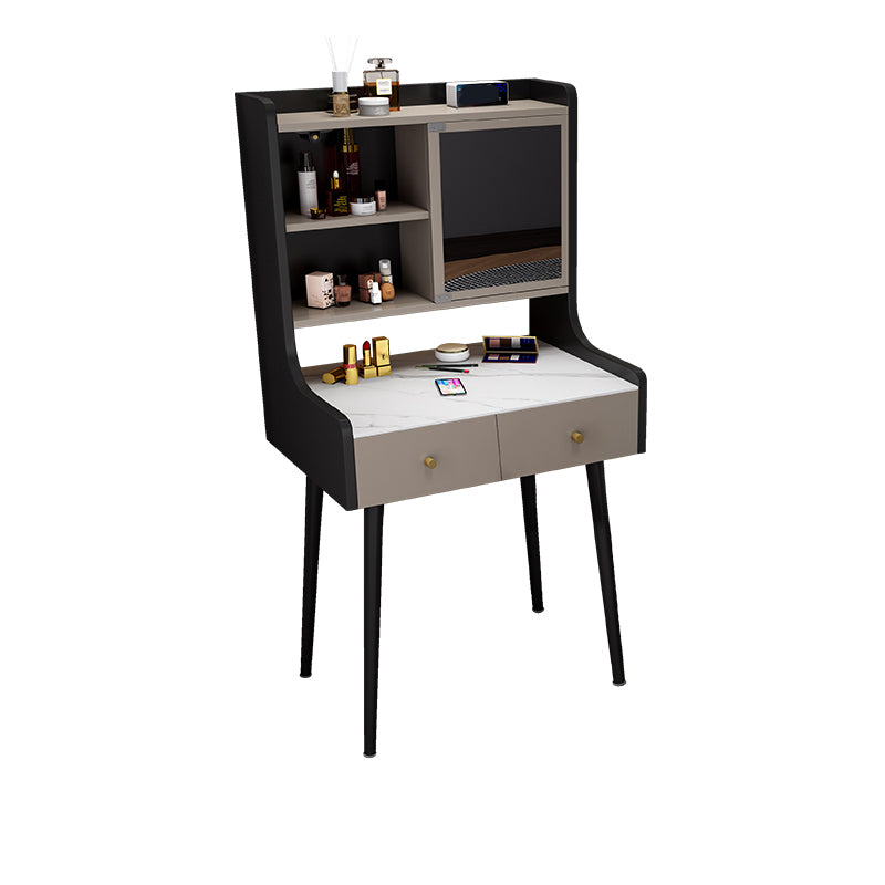 1-Drawer Stone Top Vanity Set Contemporary 35.15" H Makeup Dressing Table Makeup Vanity 27.5"L x 18"W x 53"H Black Clearhalo 'Bedroom Furniture' 'furn' 'furn_makeup_vanities' 'Furniture' 'Makeup Vanities' 'makeup_vanities' 5631792