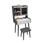 1-Drawer Stone Top Vanity Set Contemporary 35.15" H Makeup Dressing Table Makeup Vanity & Stools 27.5"L x 18"W x 53"H Gray-White Clearhalo 'Bedroom Furniture' 'furn' 'furn_makeup_vanities' 'Furniture' 'Makeup Vanities' 'makeup_vanities' 5631798